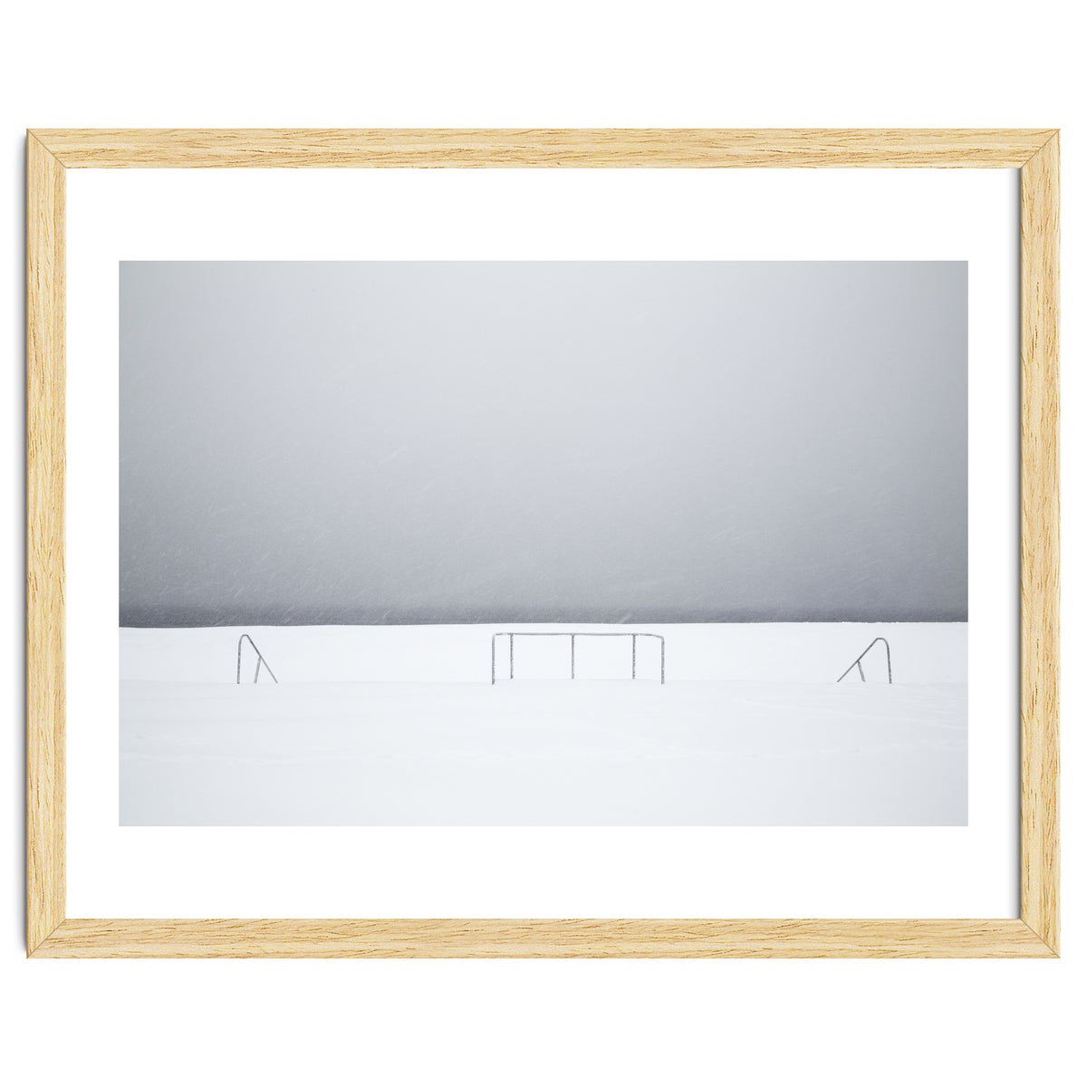 Stair railing covered by snow