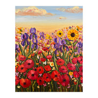 Vibrant Wildflower Field Oil Painting (Print Only)
