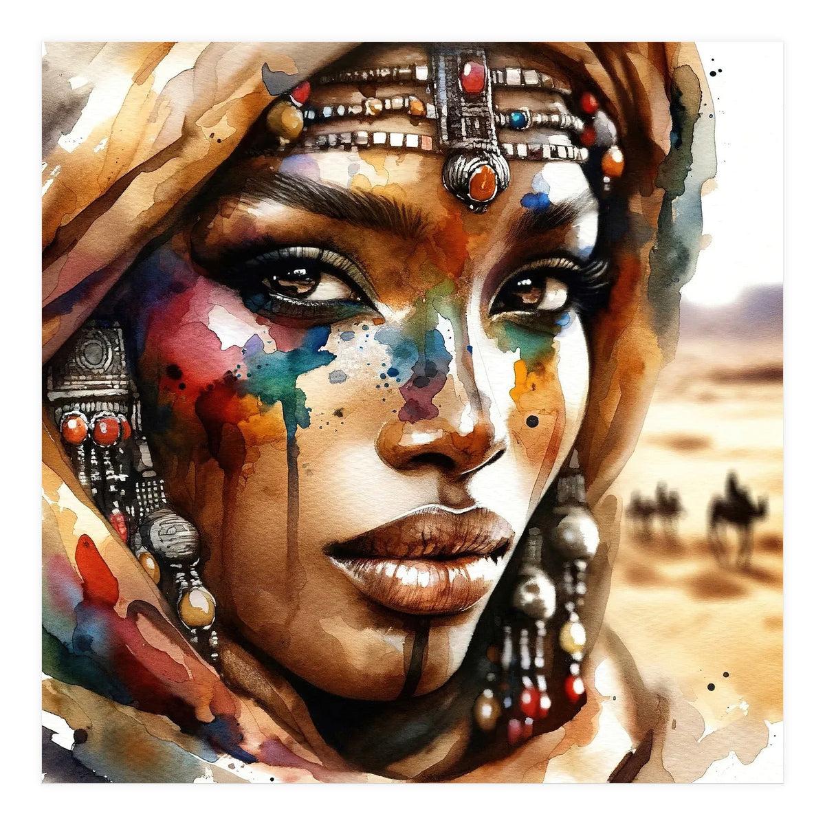 Desert Jewels Tuareg Woman Portrait (Print Only)