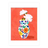 The Flowerpot, Floral Nature Watercolor Painting, Eclectic Bohemian Blossom Plants, Maximalism Contemporary Boho (Print Only) thumbnail