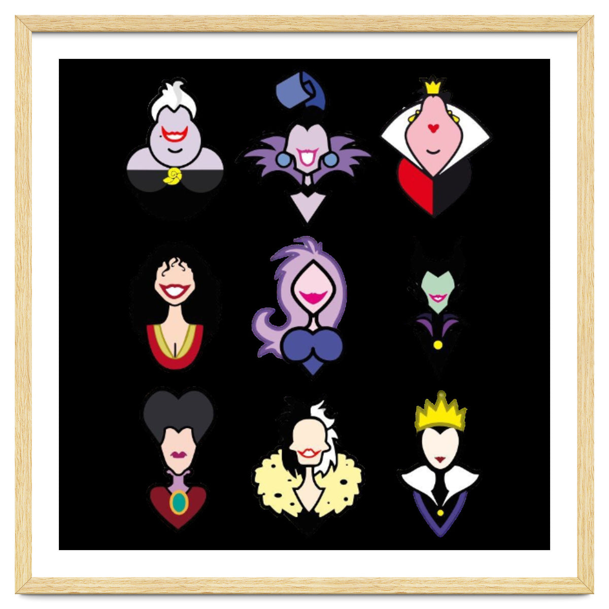 Disney Villains Cartoon Minimalist Faces
