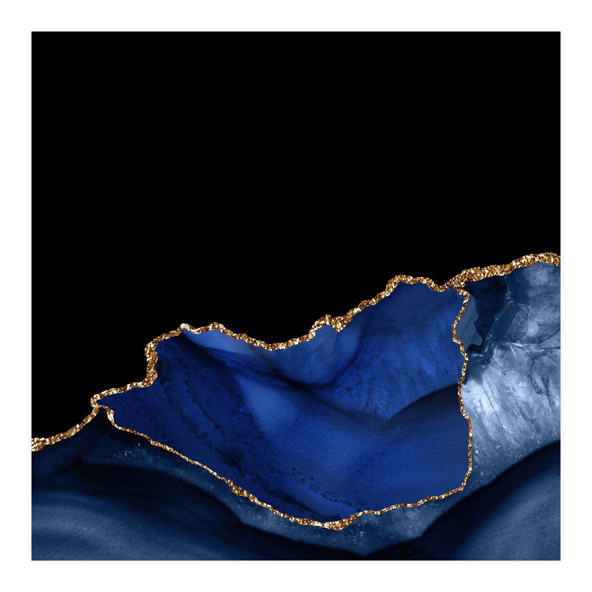 Navy & Gold Agate Texture 06  (Print Only)