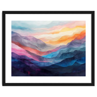 Vibrant Abstract Watercolor Mountain Landscape