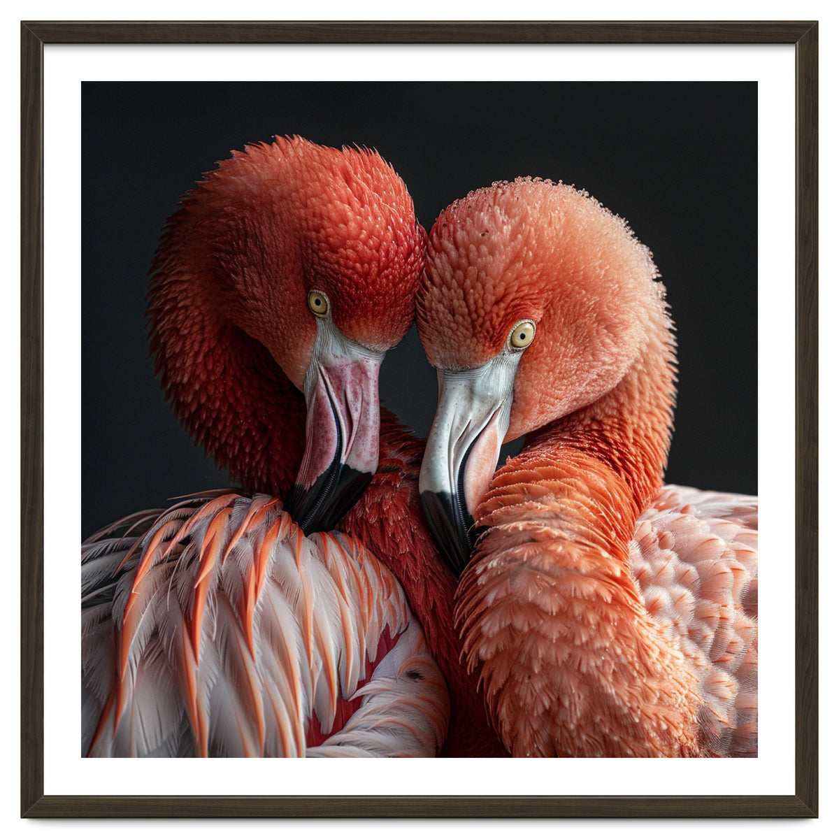 Close Up Of Two Flamingos Nuzzling Together