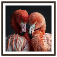Close Up Of Two Flamingos Nuzzling Together