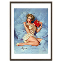Pinup Sexy Girl Posing With Her Red Book