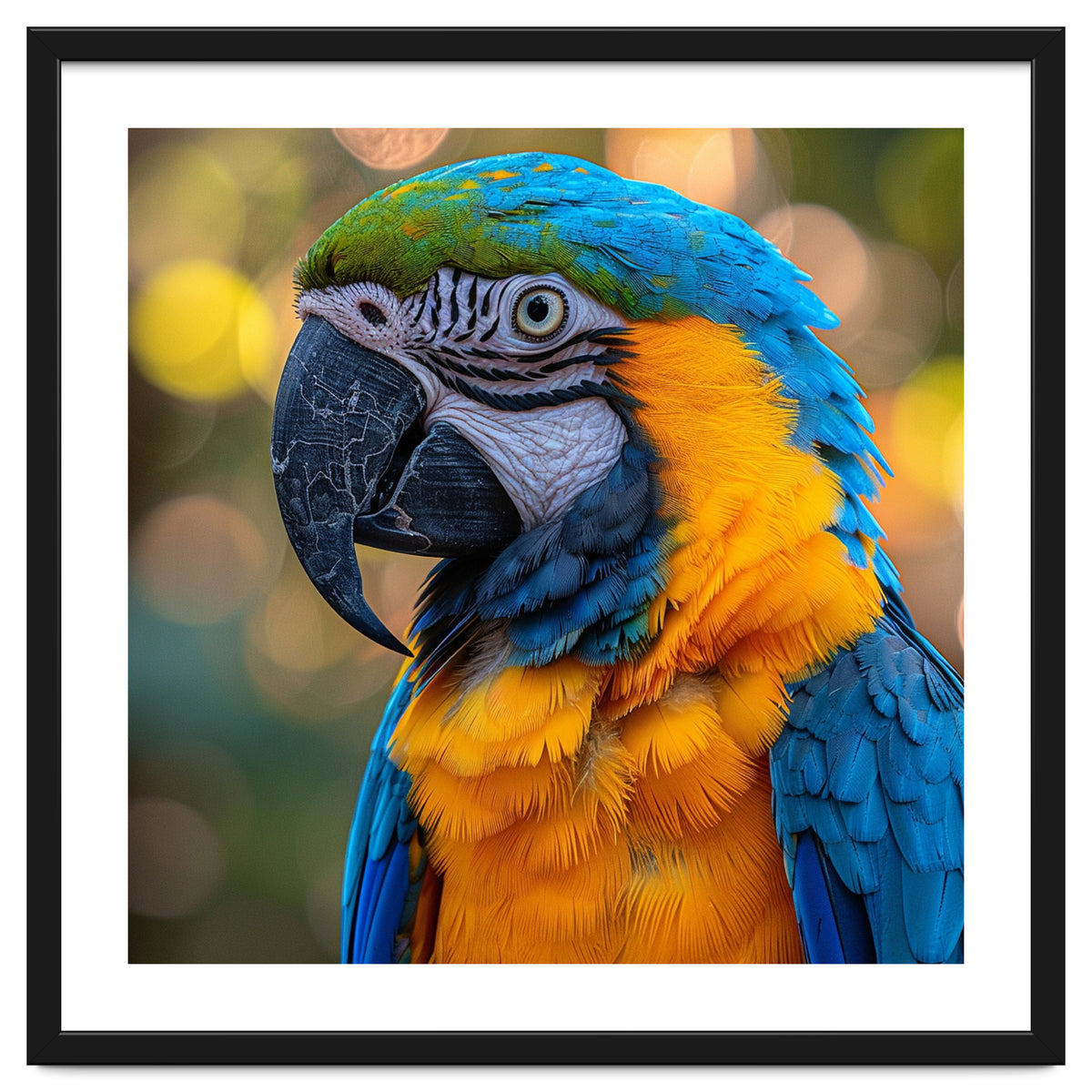 Blue And Yellow Macaw Parrot Close Up Detailed Shot