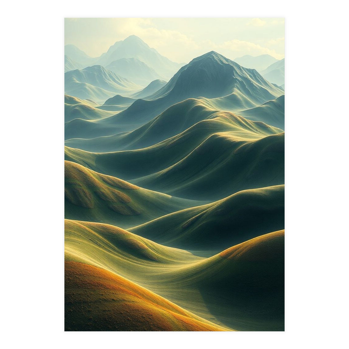 Ethereal Green Mountain Ridges Art (Print Only)