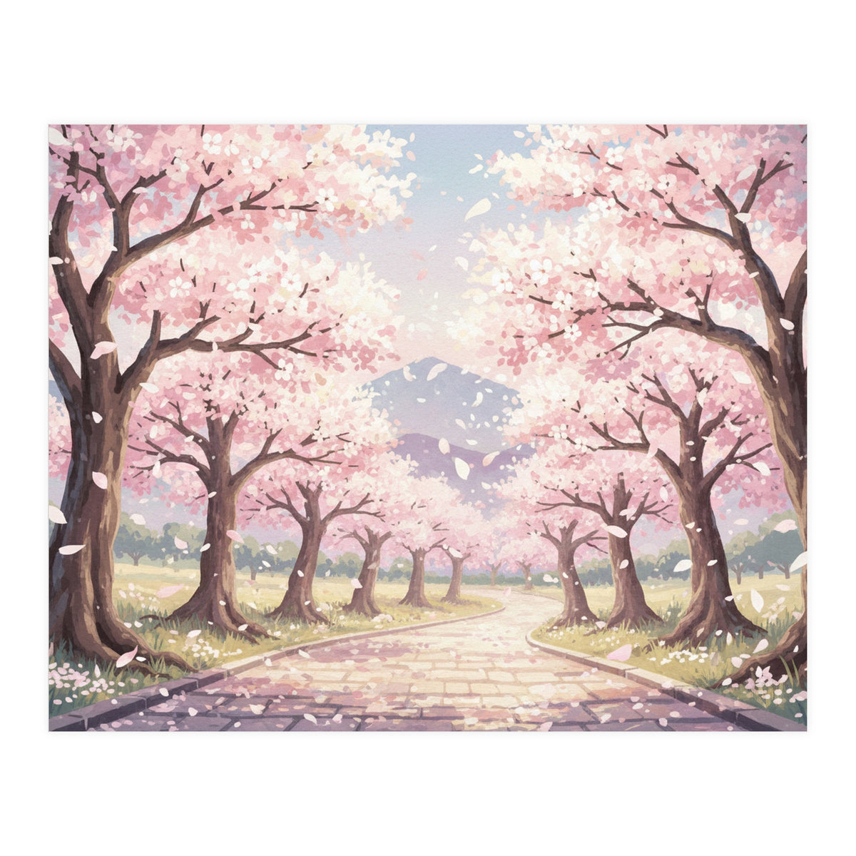 Sakura Path: Serene Cherry Blossom Avenue (Print Only)