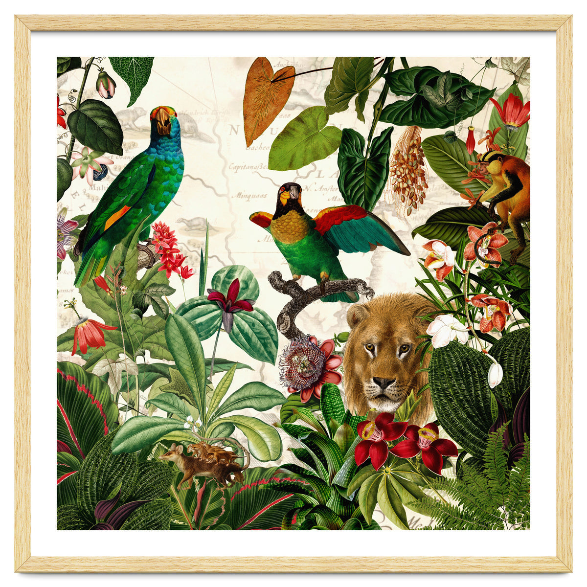 Exotic Lush Jungle And Wild Animals Landscape