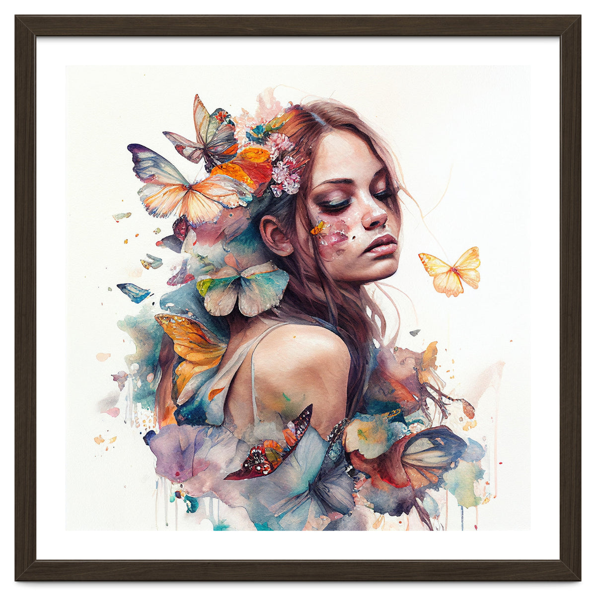 Butterfly Muse Watercolor Portrait