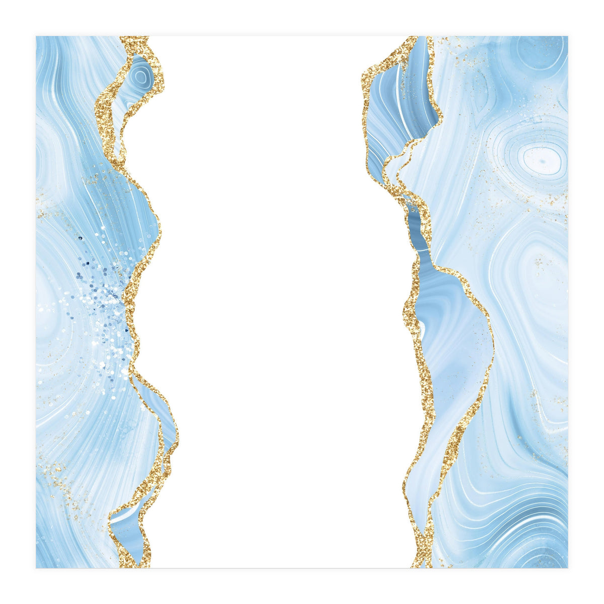 Blue & Gold Glitter Agate Texture 08  (Print Only)