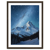 Majestic Snow-Capped Mountain Peak Under a Brilliant Starry Night Sky thumbnail