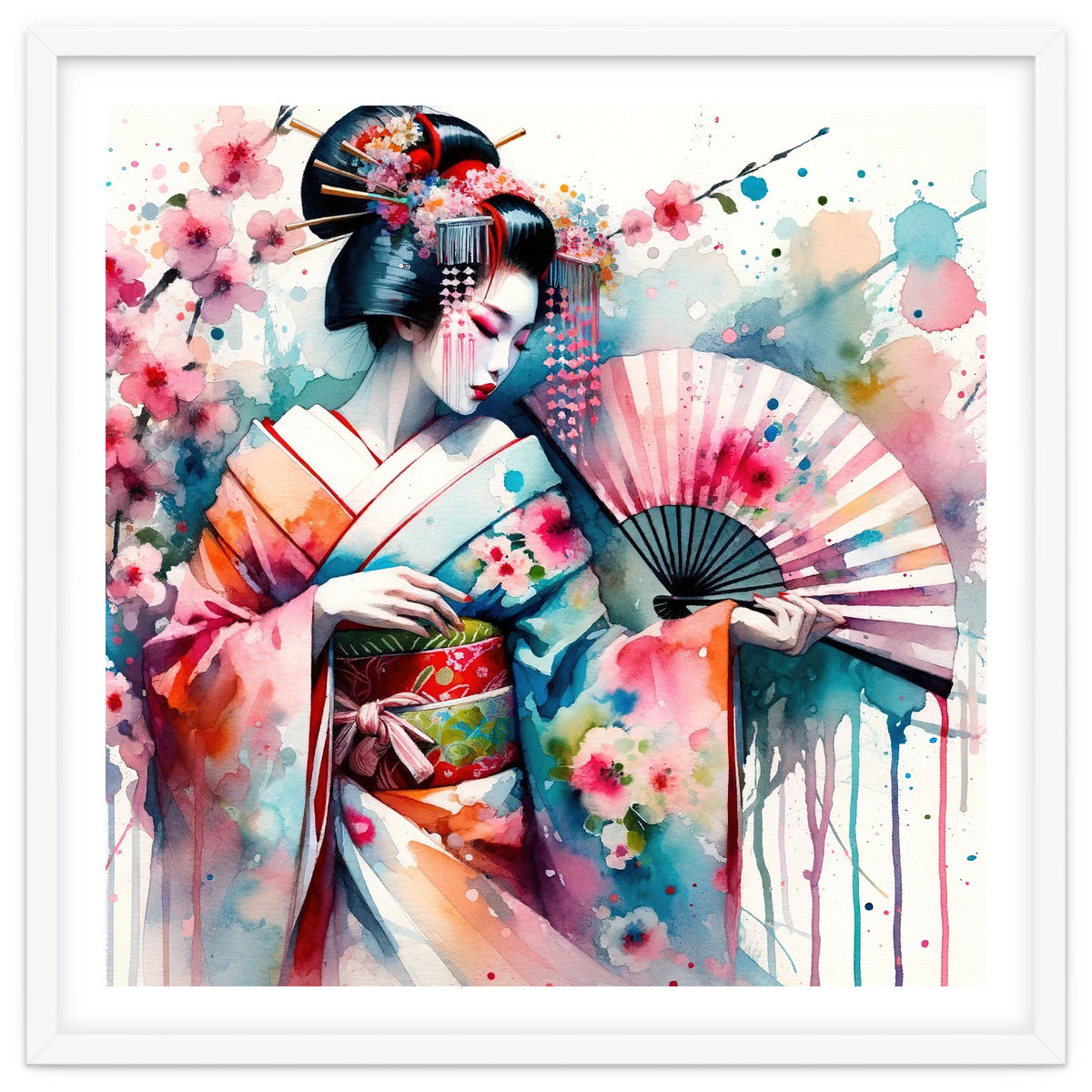 Watercolor Geisha Dancer #2