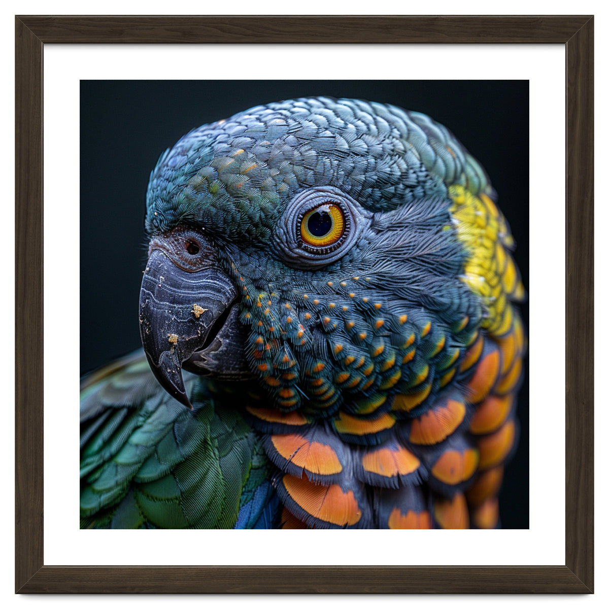 Close Up Portrait Of A Colorful Parrot's Face