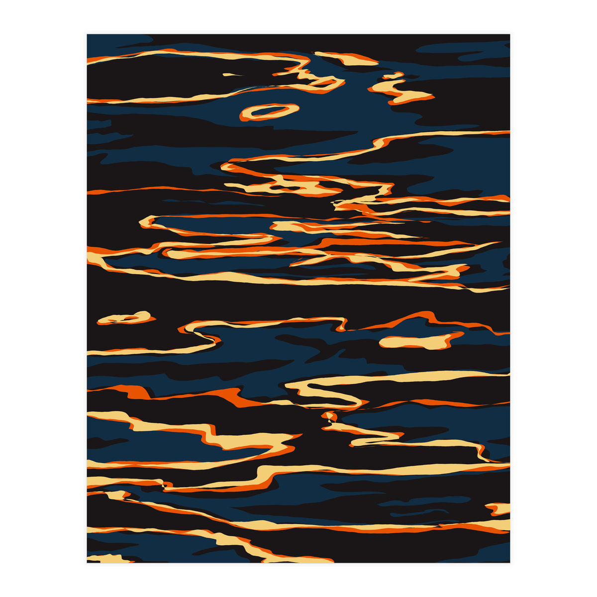 Sunset Reflection, Positivity Hope Growth Optimism Mindset, Nature Marble Dark Ocean (Print Only)