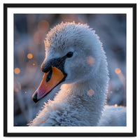 Close Up Frosty Swan Head During Golden Hour