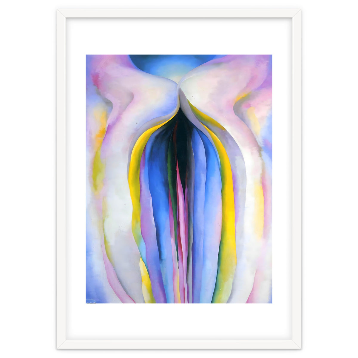 Georgia O’Keeffe – Grey Line with Black, Blue and Yellow (1923) | Elegant Abstract Modernist Composition with Bold Color Contrast