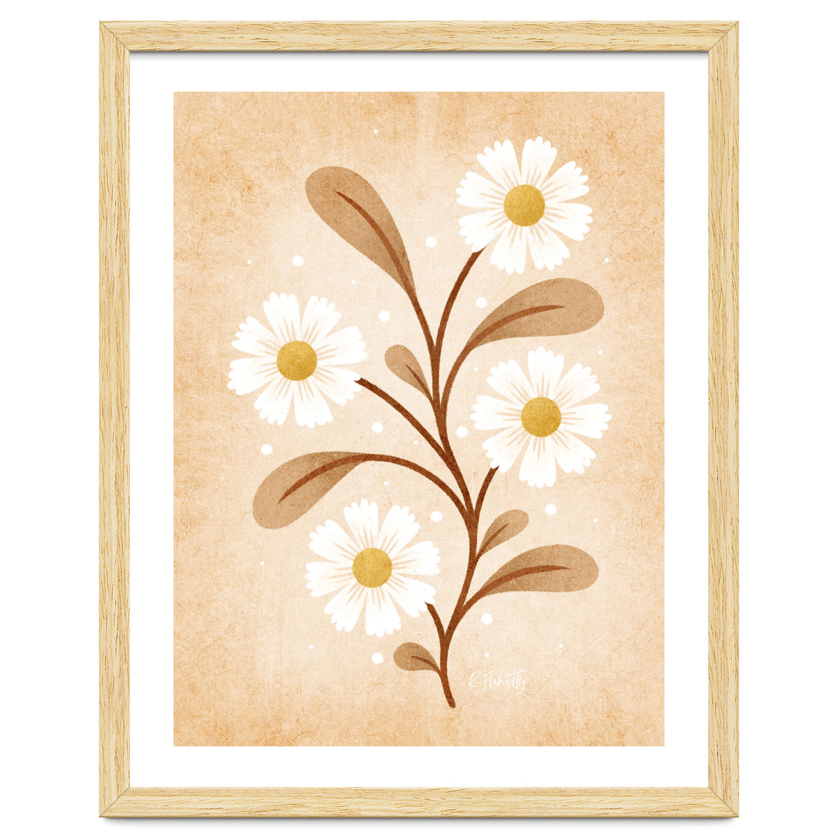 Vintage Beige Daisies