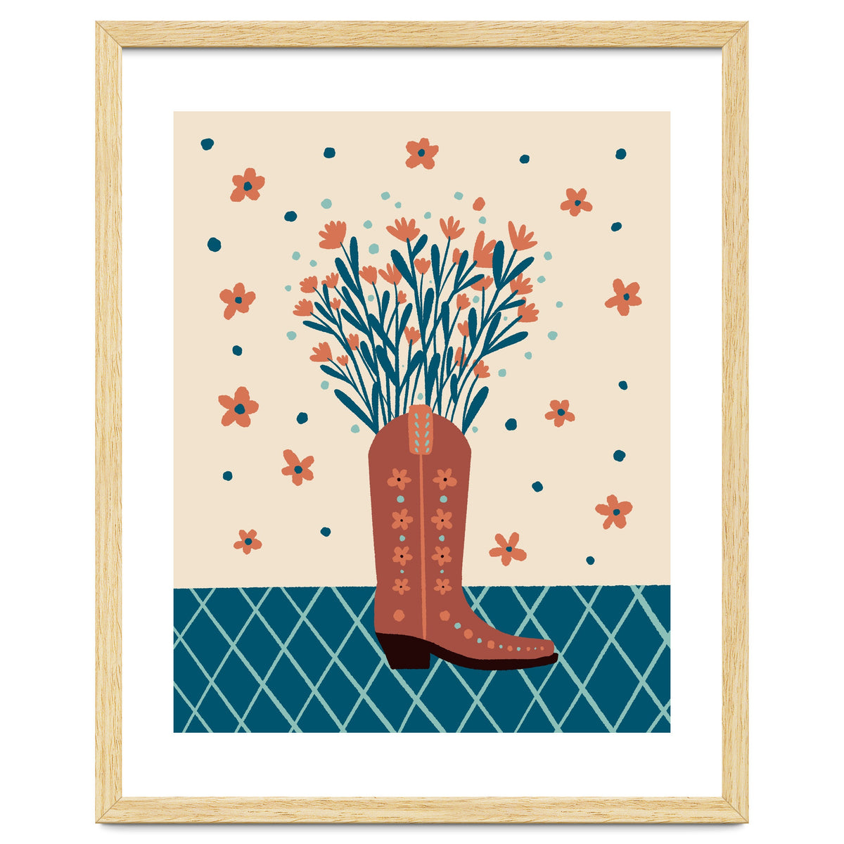 Mocha Cowboy boot with flowers