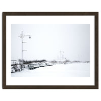 Street light and Bench in Winter snowscape