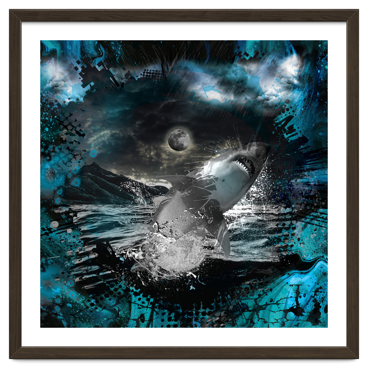 Shark Blue Moon Ocean Splash