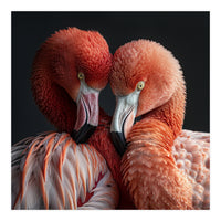 Close Up Of Two Flamingos Nuzzling Together (Print Only)