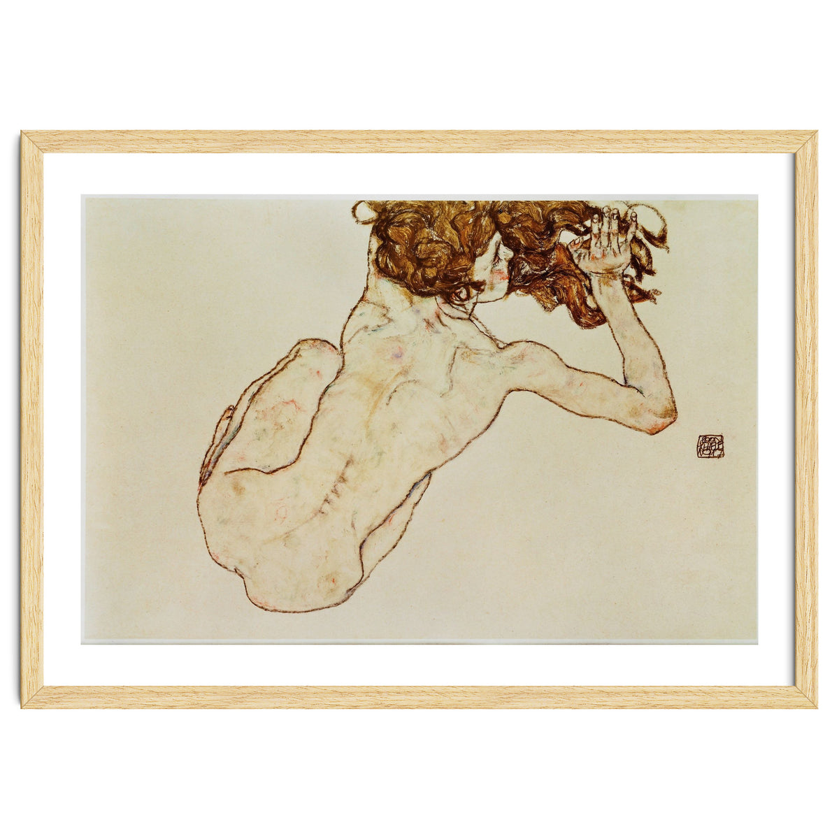 Kauernder Rueckenakt - Crouching nude,back view,1917. Gouache and pencil, 29,5 x 45 cm.