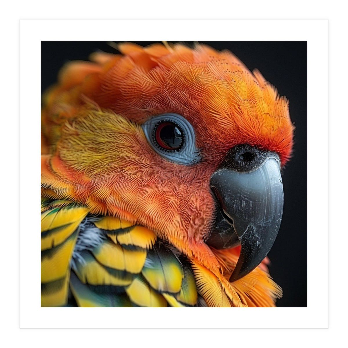Close Up Of A Sun Conure Parrot's Head (Print Only)