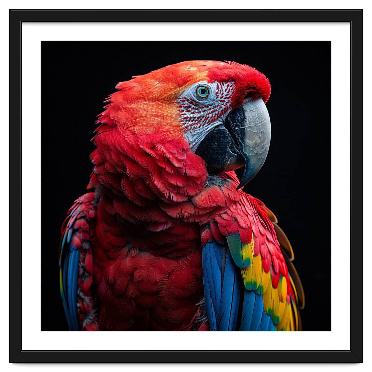 Scarlet Macaw Parrot Close Up Portrait