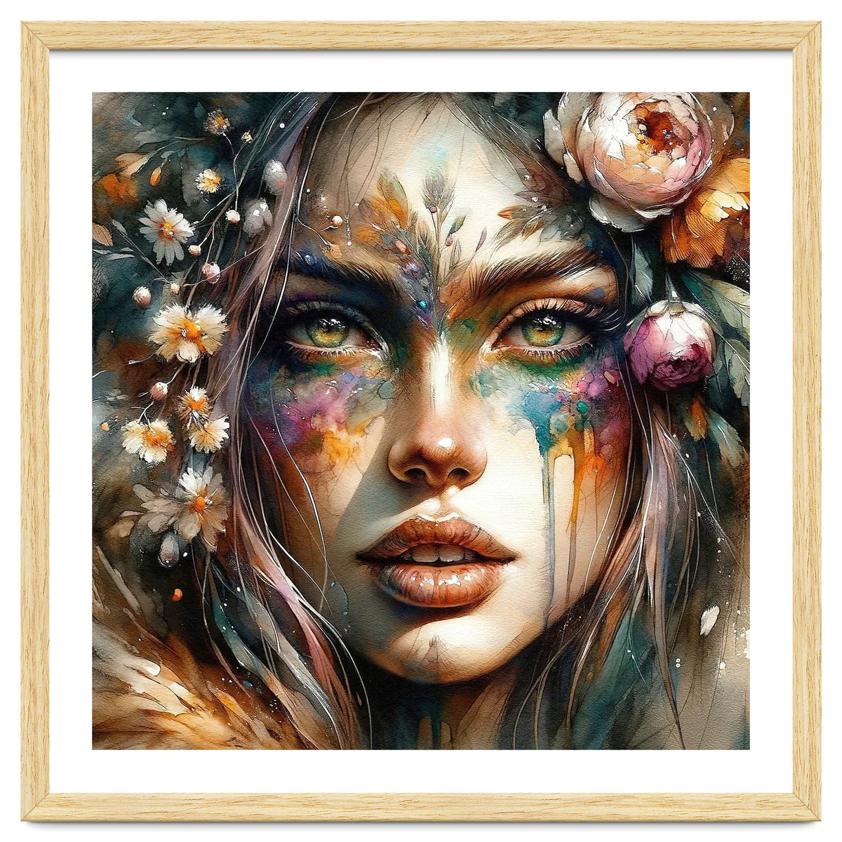 Floral Forest Druid Woman Portrait