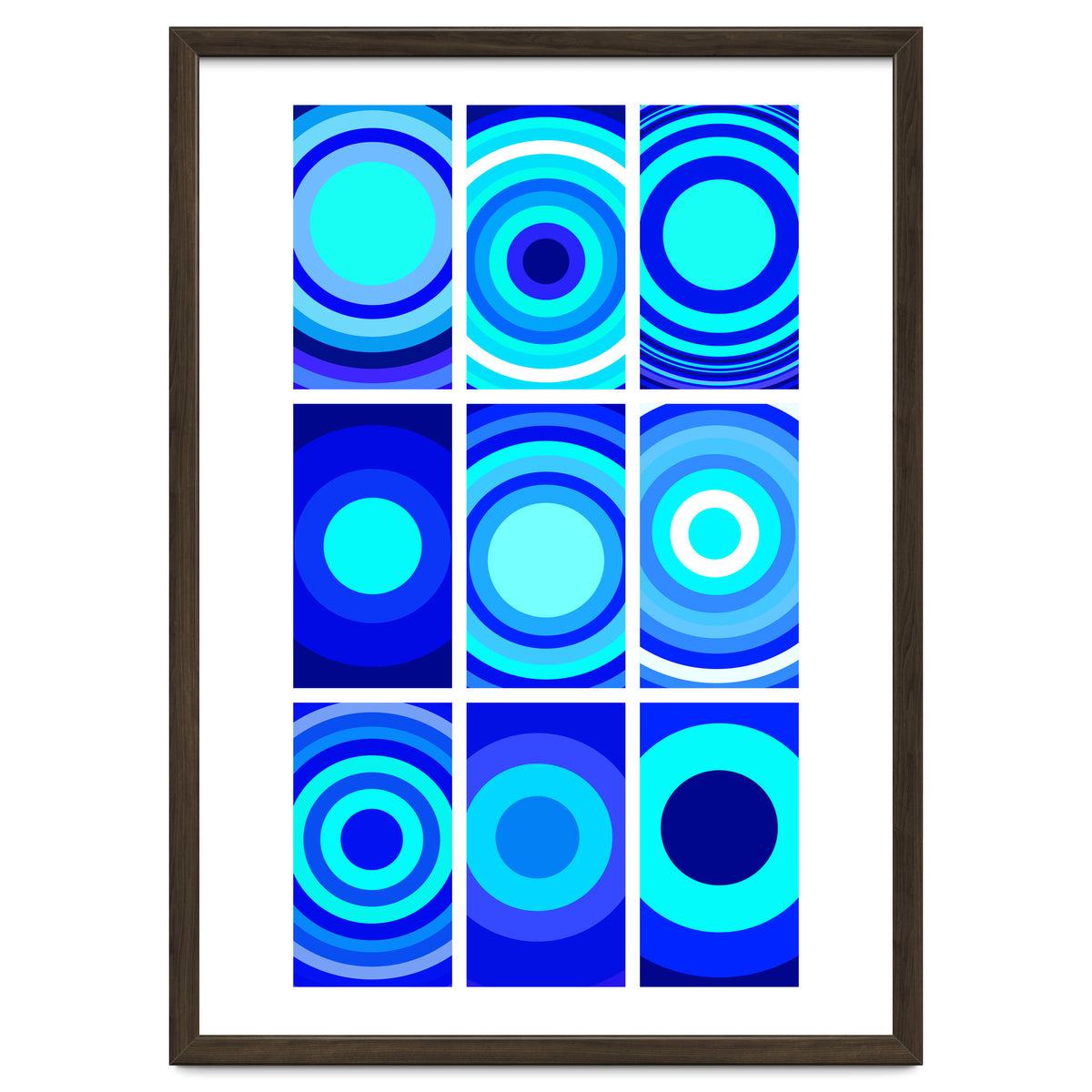 Circles & Rectangles Alt Blue 3 X 3: 2