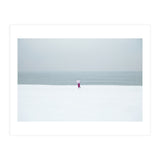 A walking woman in the winter snow beach (Print Only) thumbnail