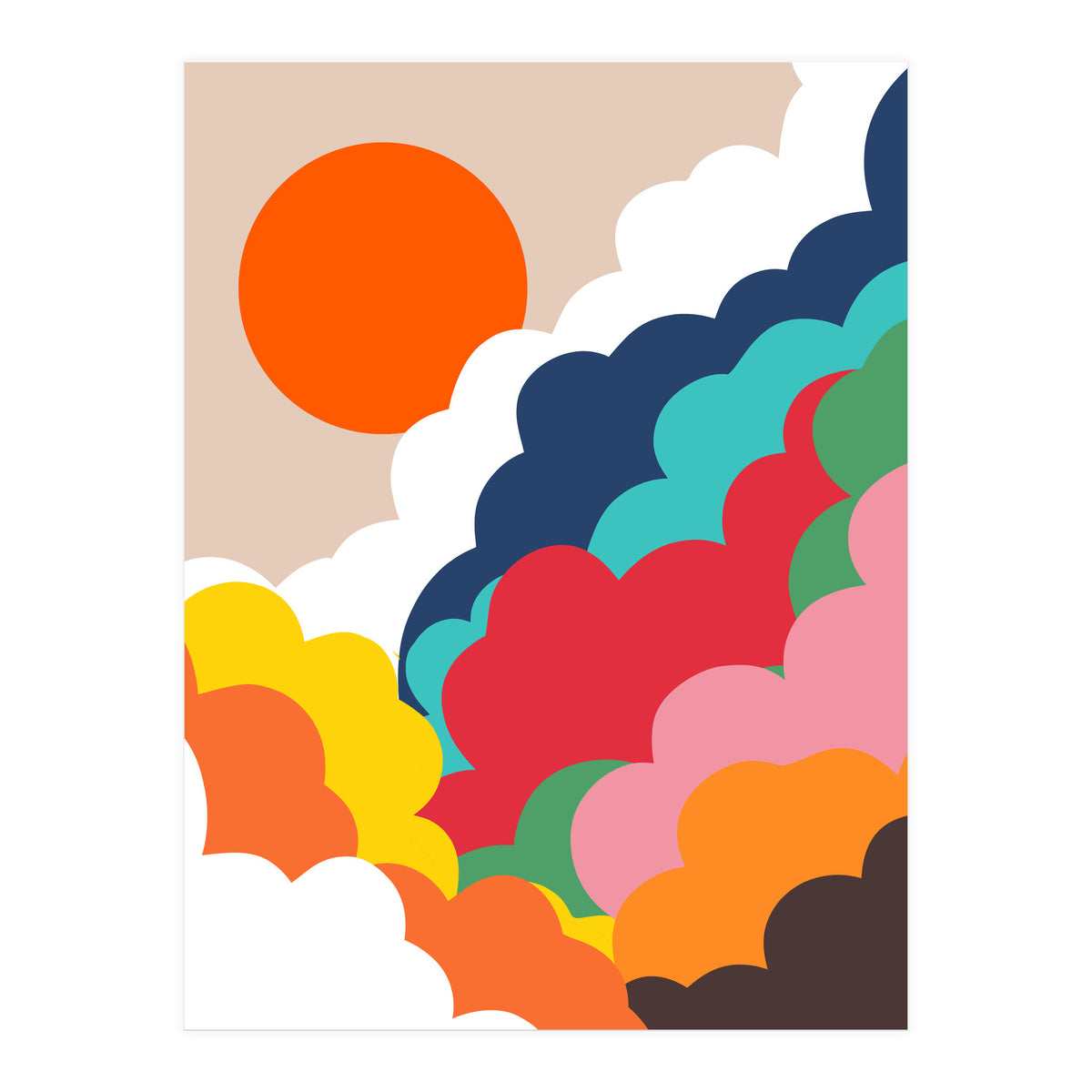 Head In The Clouds, Positivity Nature Sunrise Sunset, Sky Bohemian Comic Retro Eclectic Illustration (Print Only)