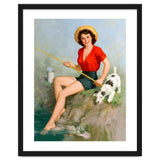 Pinup Girl Fishing With Her Dog thumbnail