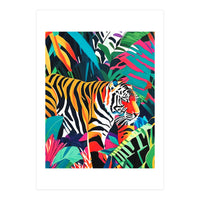 The Tigress, Fearless Wild Animal Tropical Jungle, Multicolor Cat Confidence Peaceful Calm Bohemian Eclectic (Print Only)