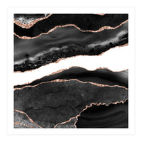 Black & Rose Gold Agate Texture 08  (Print Only)