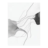 Abstract Black And White Flowing Lines And Shapes On White Background (Print Only) thumbnail