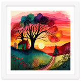 Watercolor Folk Art Sunset thumbnail