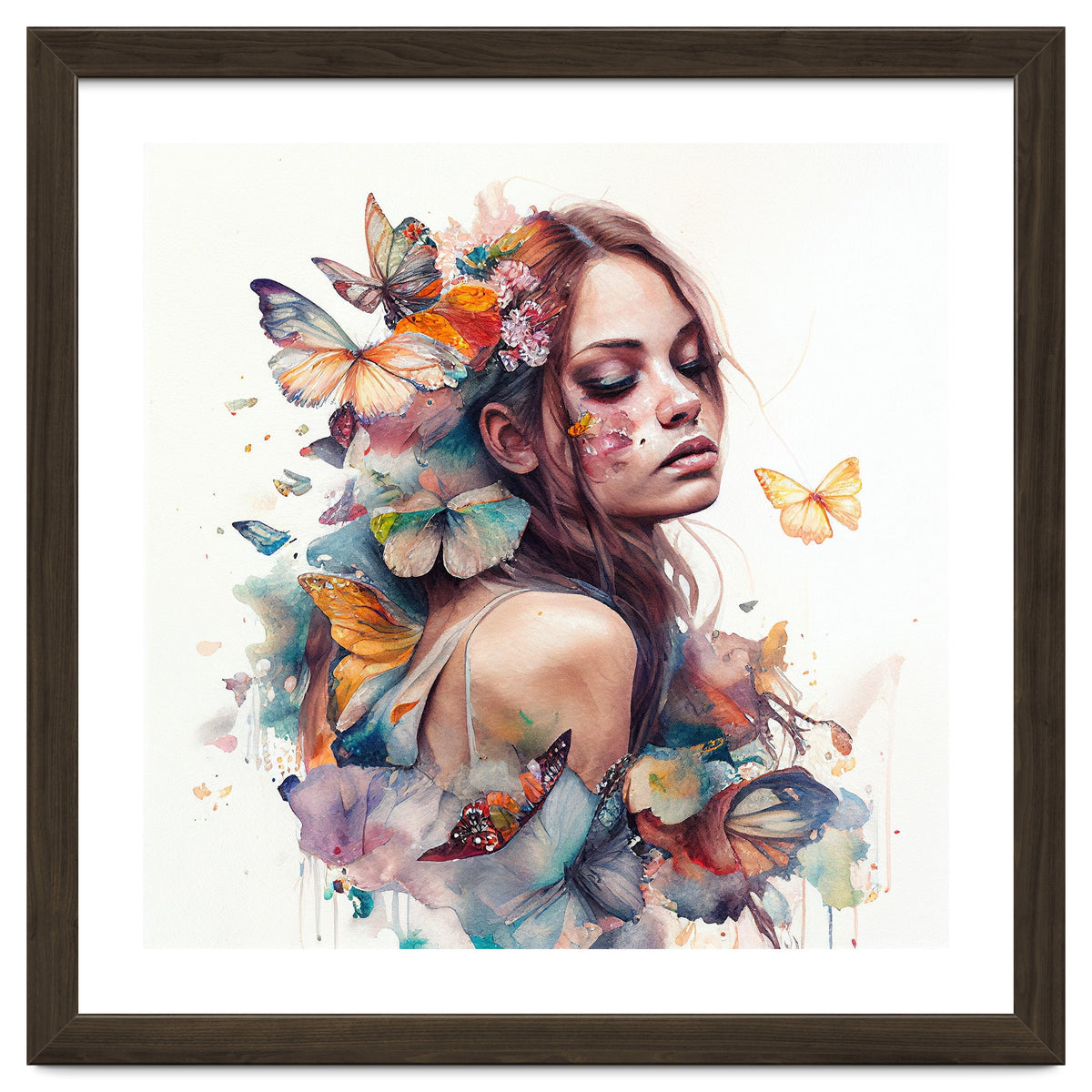 Butterfly Muse Watercolor Portrait