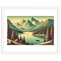 Vintage Alpine Lake Poster