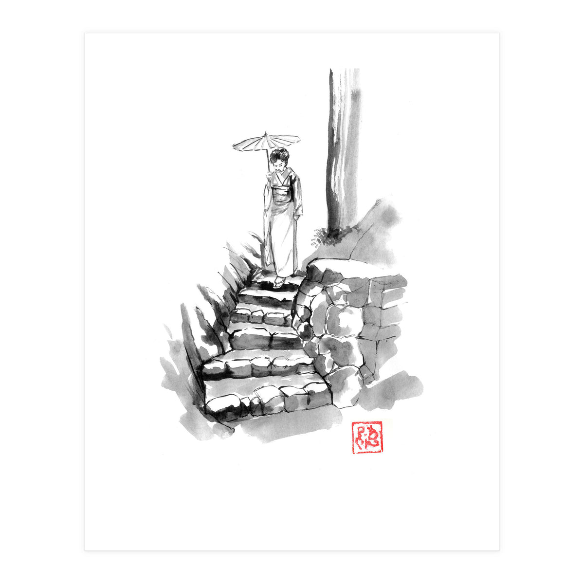 woman Descending Stairs (Print Only)