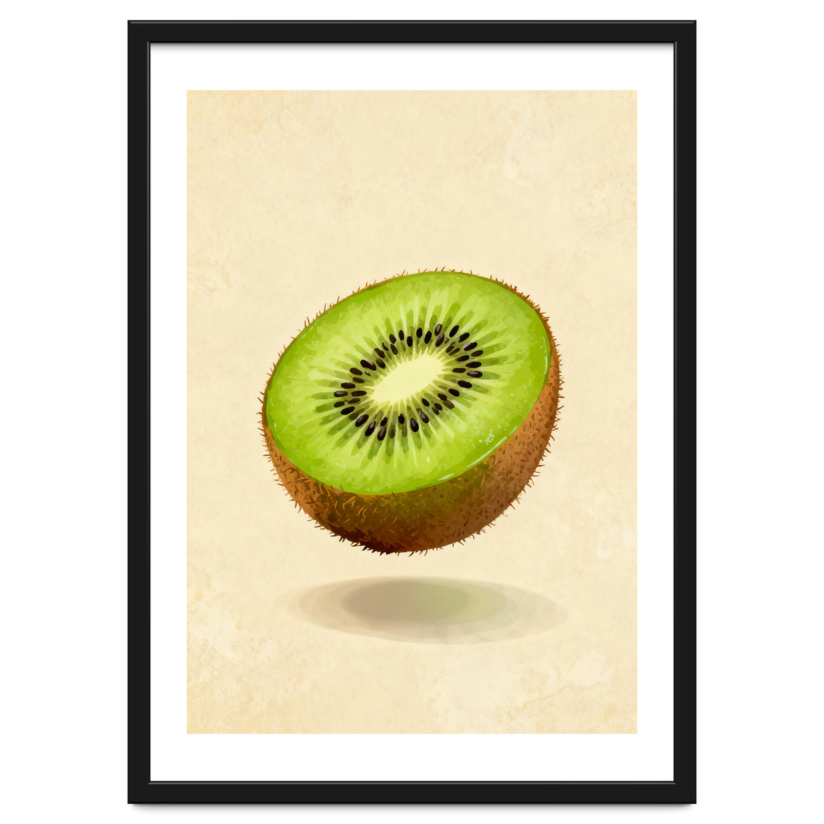 Kiwi Slice, Watercolor Fruit, Fresh Green Art