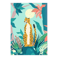 Leopard Forest, Pastel Tropical Jungle Nature Botanical, Moon Eclectic Colorful Wild Animals Boho (Print Only)