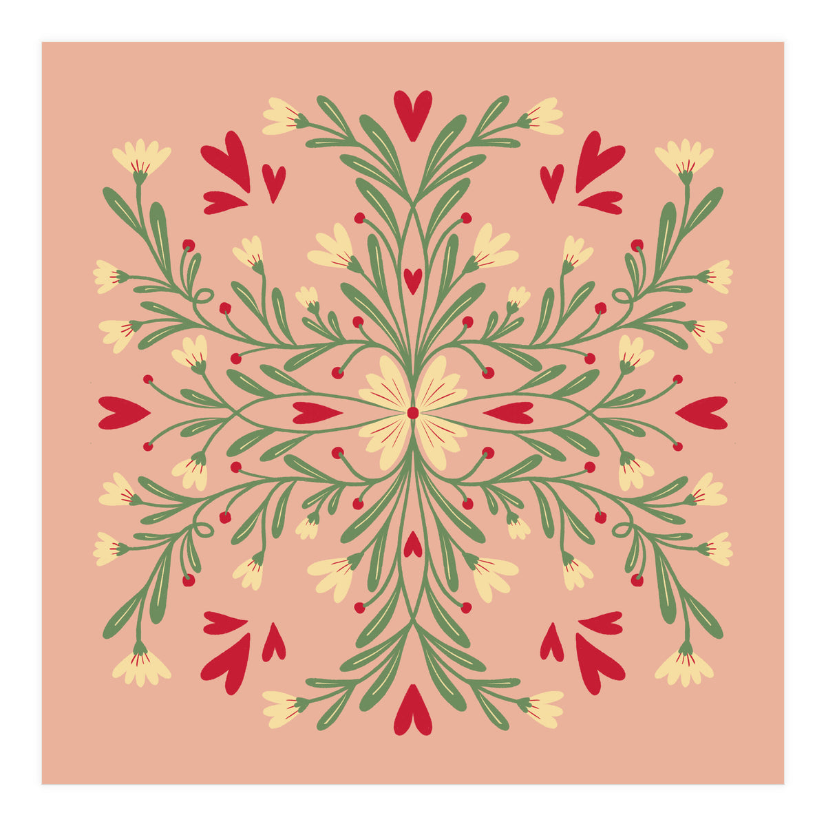 Flowers And Hearts  (Print Only)