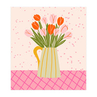 Tulips in a vase - pink and orange (Print Only)