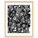 African Tribal, Black & White Abstract Drawing Sketch Line Art, Rustic Botanical Illustration, Bohemian Eclectic Scandinavian Vintage Bold thumbnail