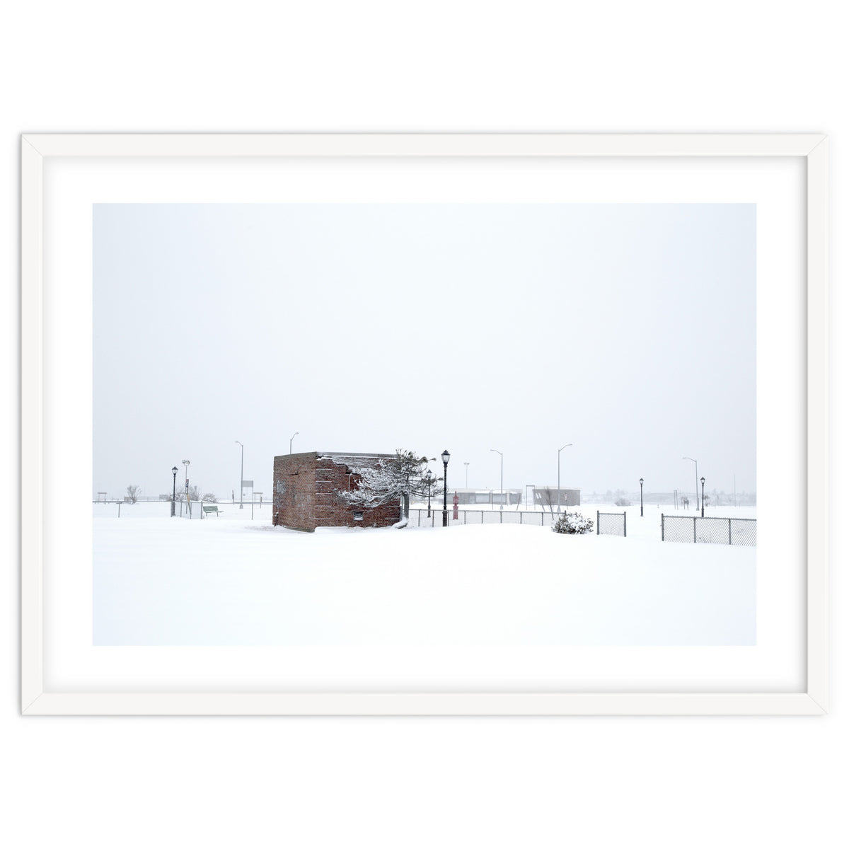 Barn in the winter snowscape