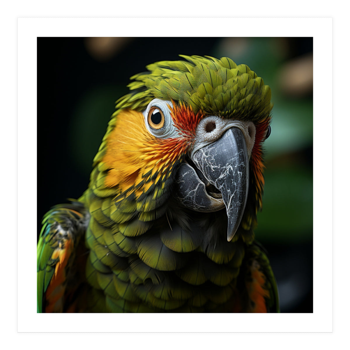 Close Up Of A Colorful Macaw Parrot Face (Print Only)
