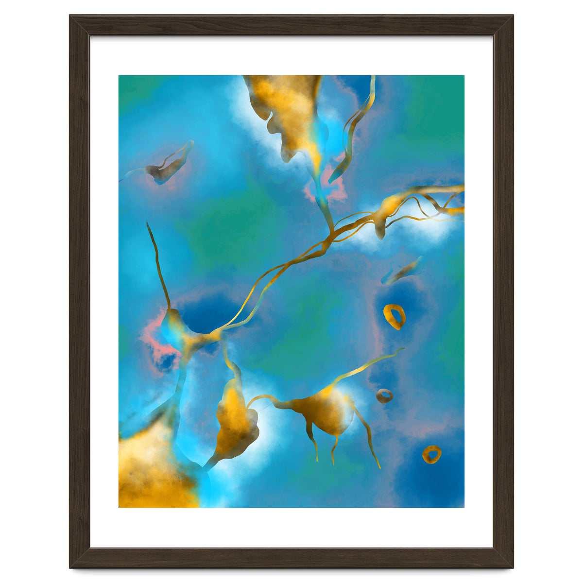 In My Veins, Abstract Marble Gold Texture, Eclectic Painting Resin Bohemian, Contemporary Luxe Chic Luxury